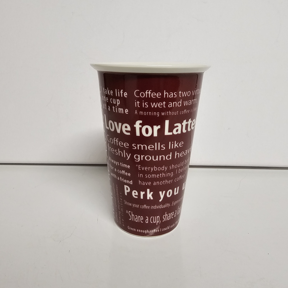 WindRiver Java Coffee Mug – Burgundy – 5.25" Tall – Typography Design - Picture 3 of 6